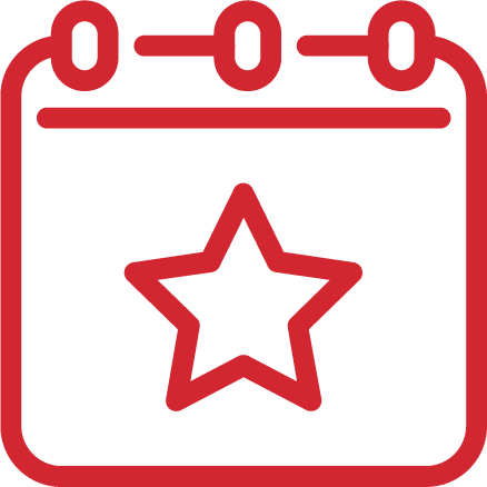 Calendar icon with a star in the middle